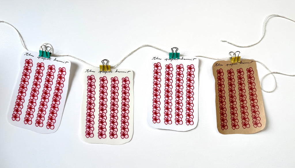 Crayon pink flowers strips - from pastels doodles