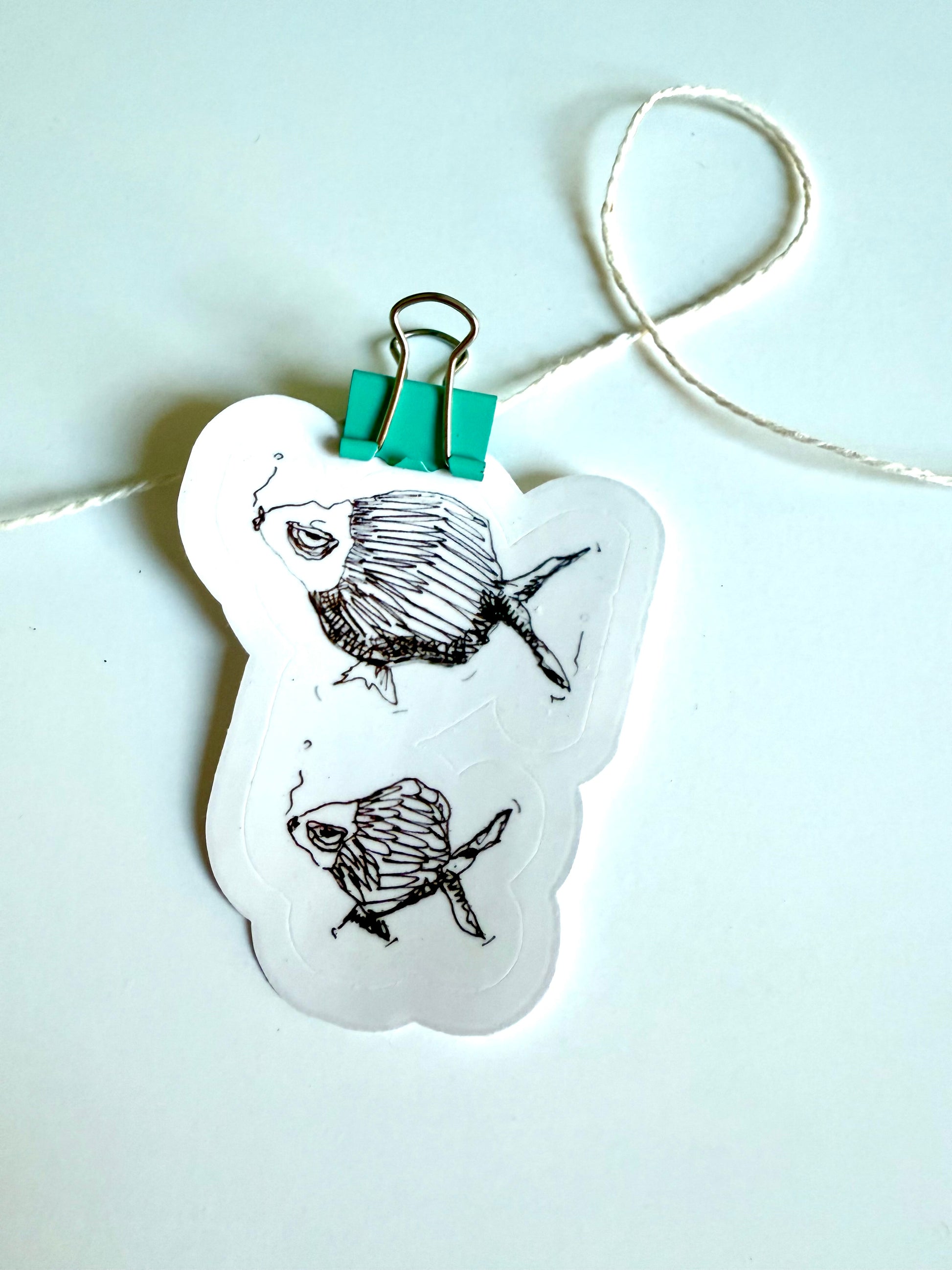 Whimsical fish x2 - from ink sketch