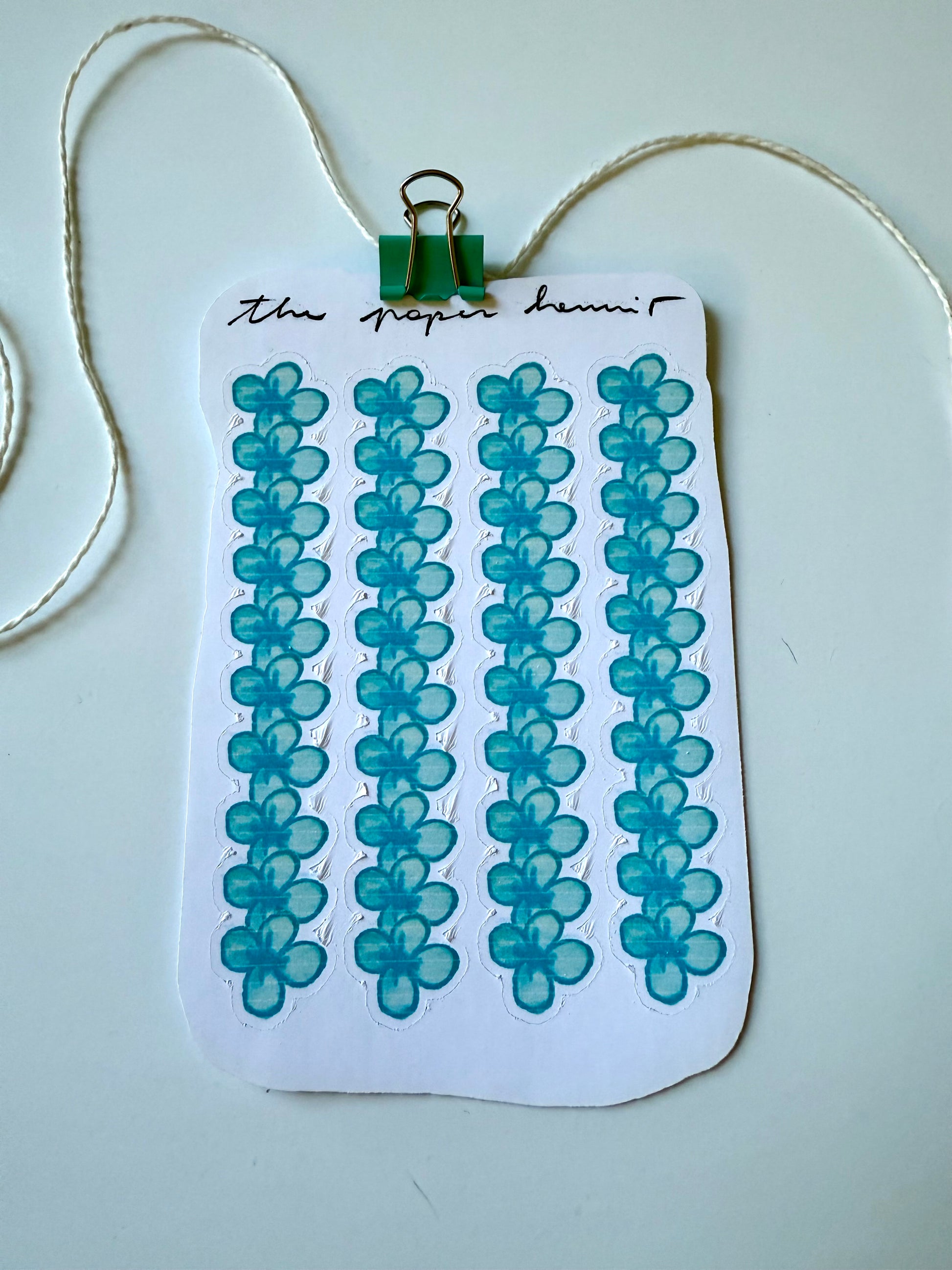 Crayon turqoise flowers strips - from pastels doodles