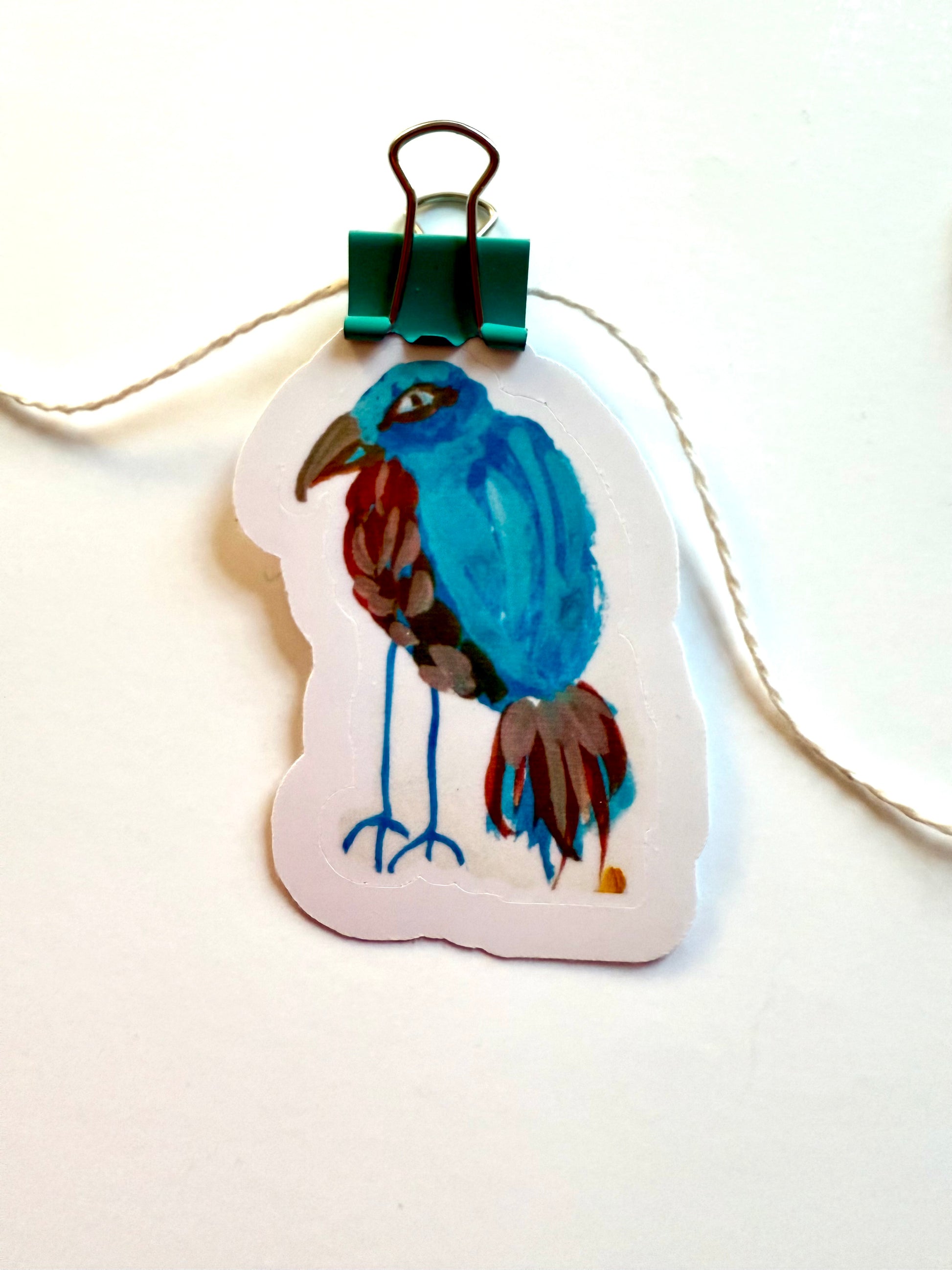 Blue and brown bird - from gouache sketch