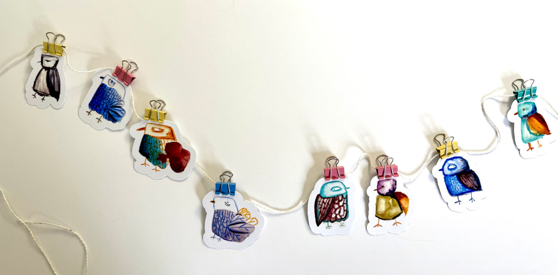 pack of crayon birds - from mixed media sketches