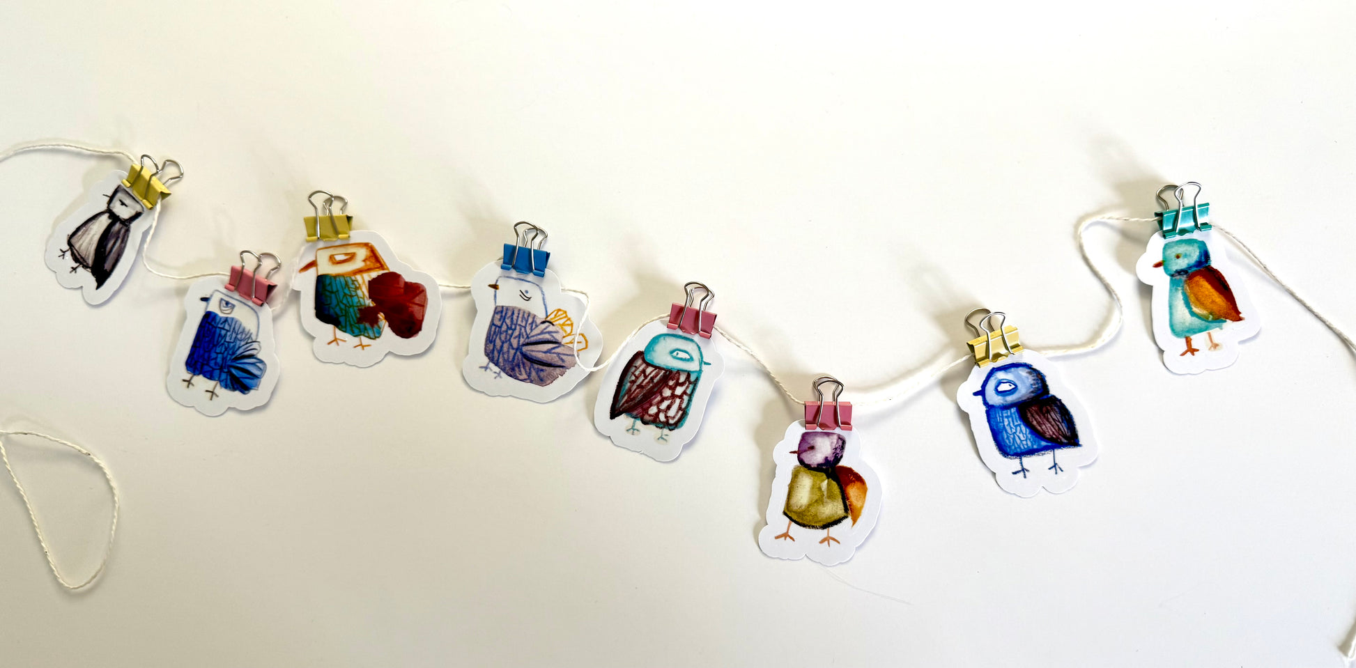 pack of crayon birds - from mixed media sketches