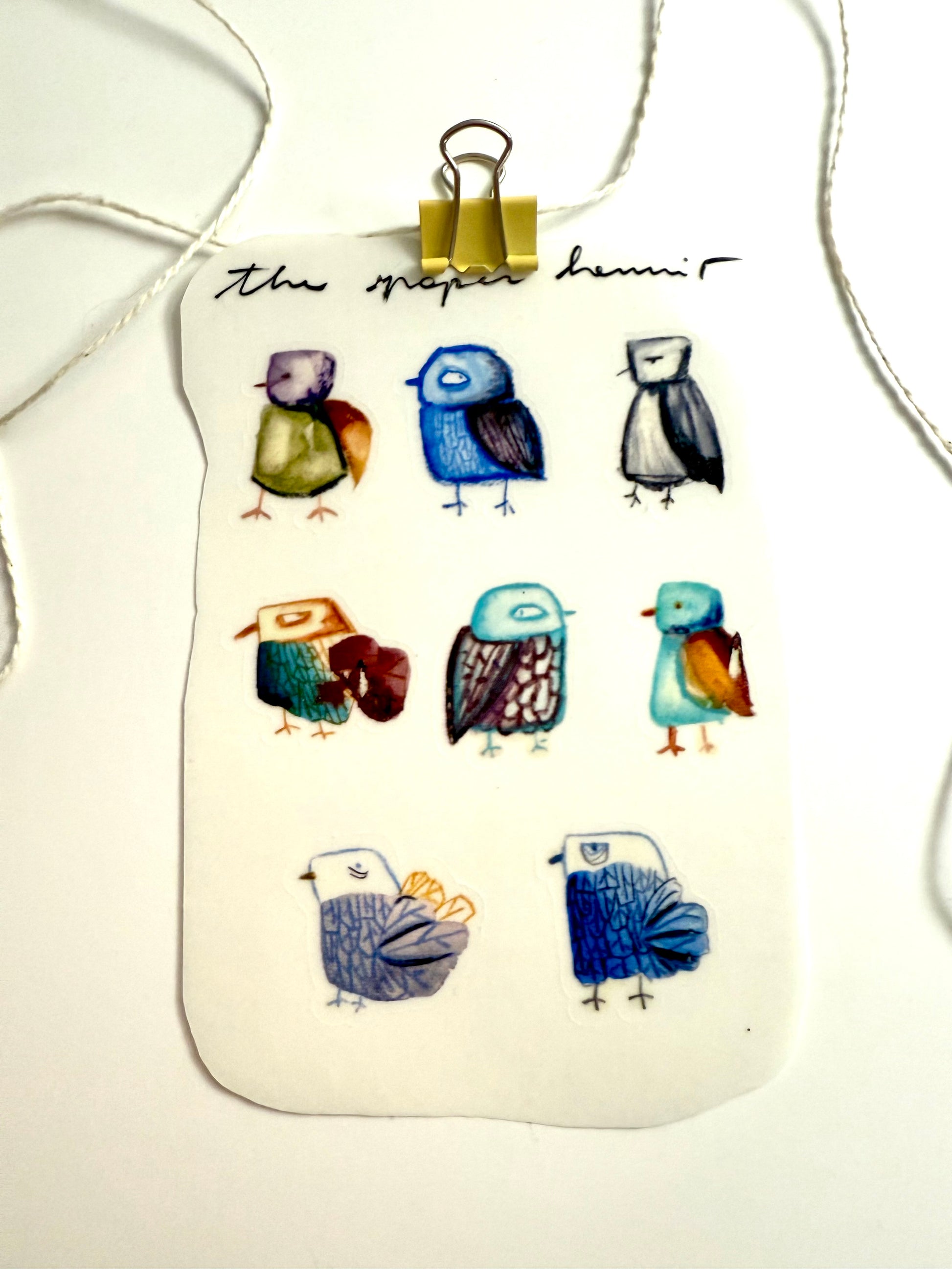 Sheet with crayon birds - from mixed media doodles