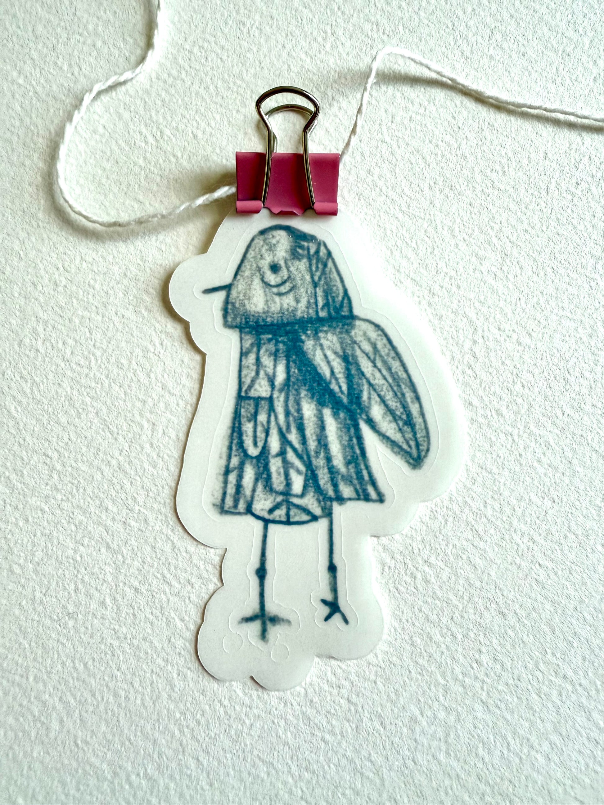 gray blue bird - from color pencil sketch