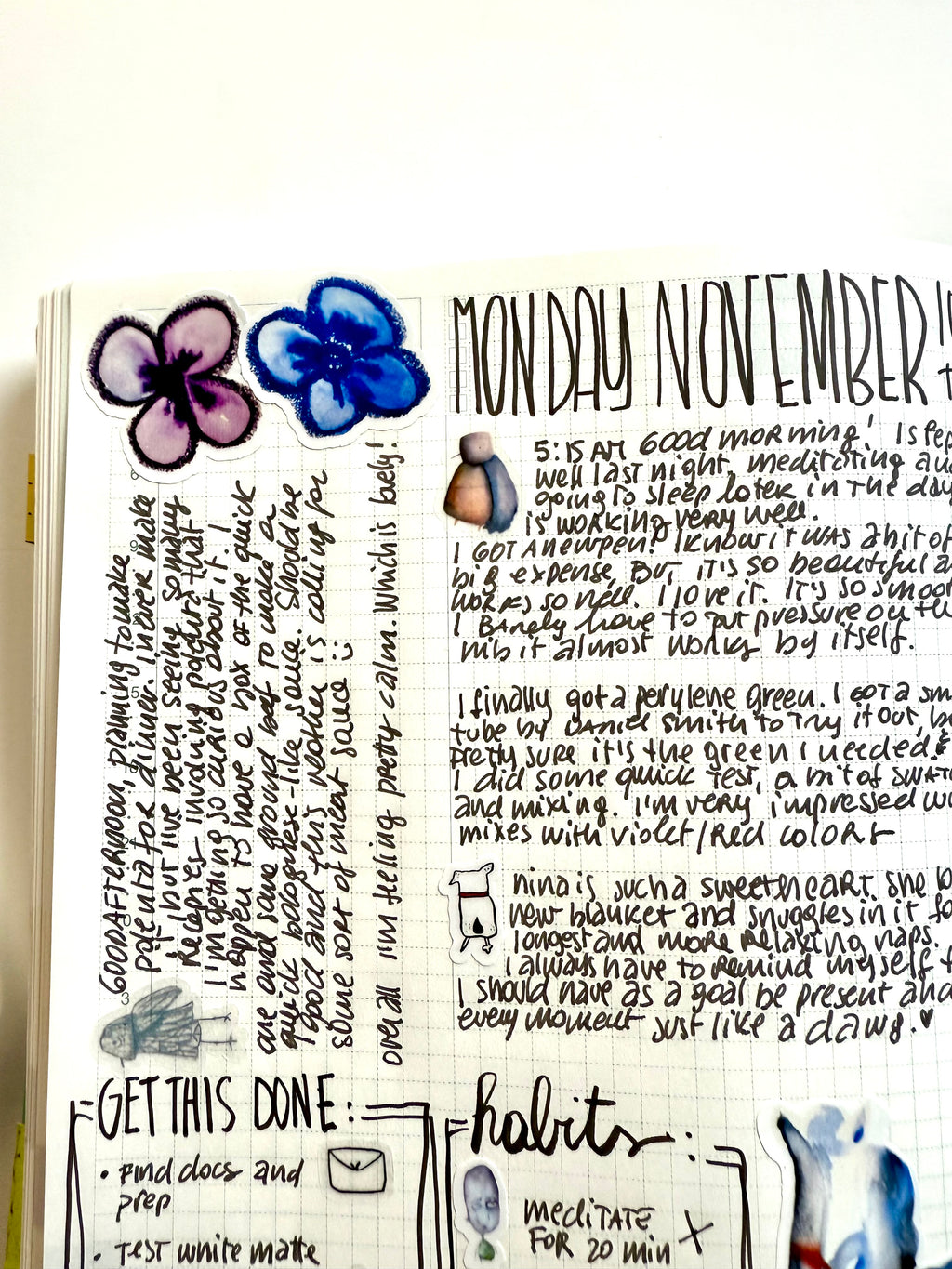 Sheets with small birds - from watercolor and pencil sketches