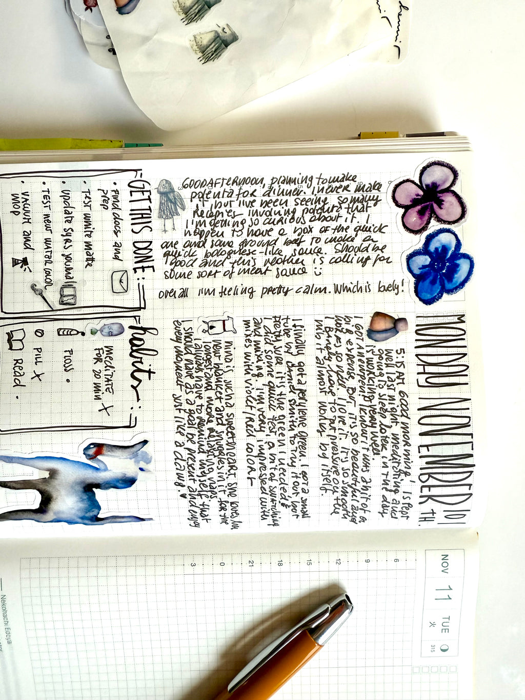 Sheets with small birds - from watercolor and pencil sketches