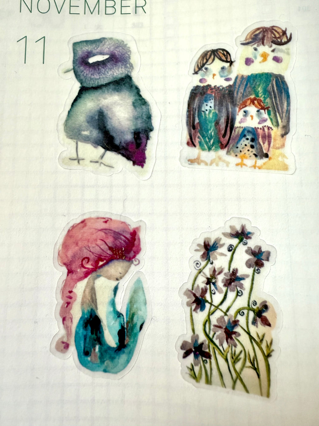 little owls - from gouache sketch