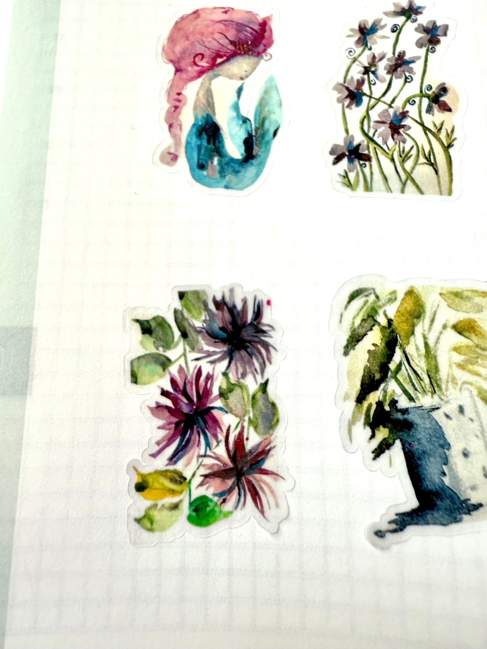 purple flowers - from watercolor sketch
