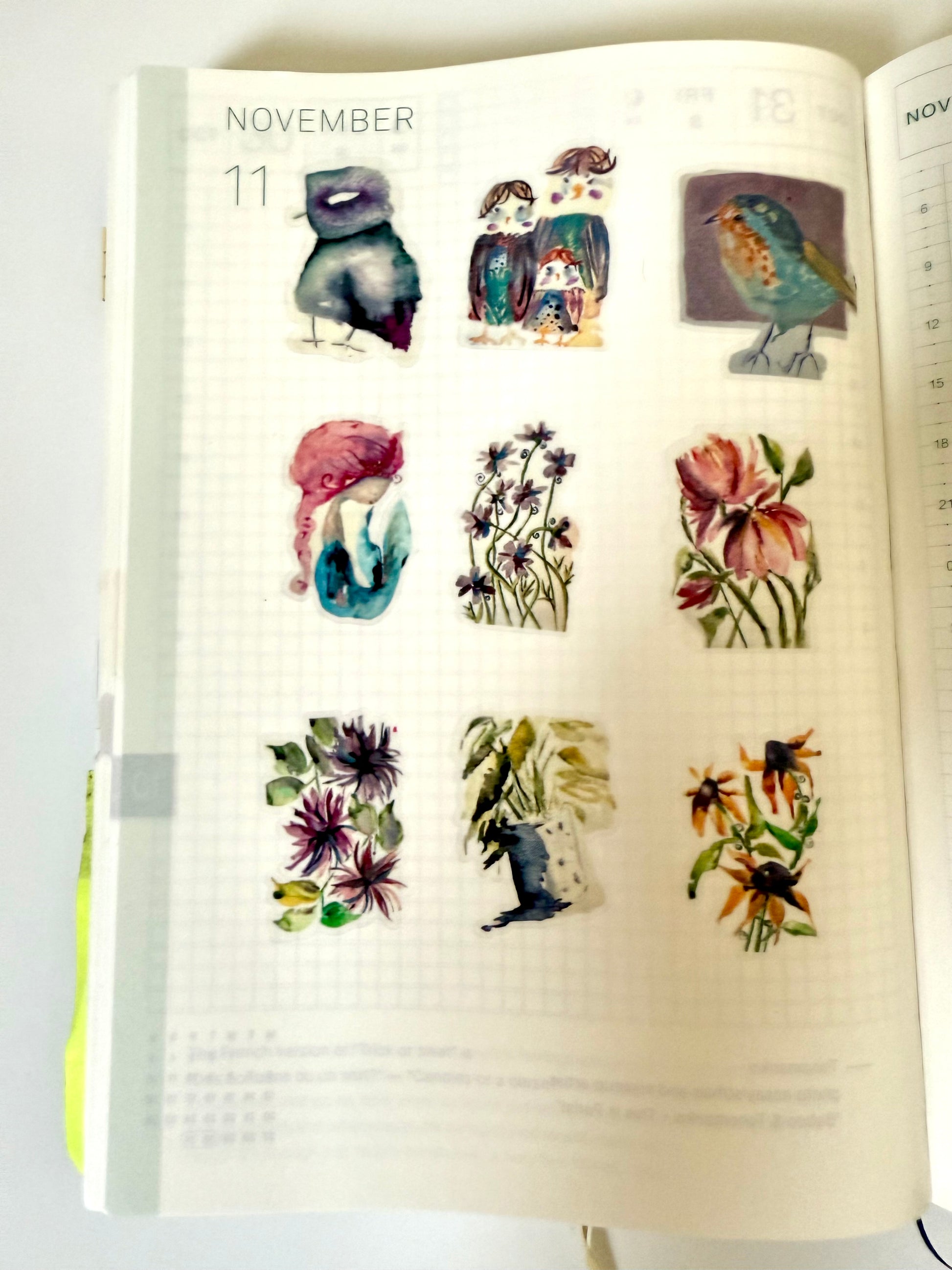 little owls - from gouache sketch