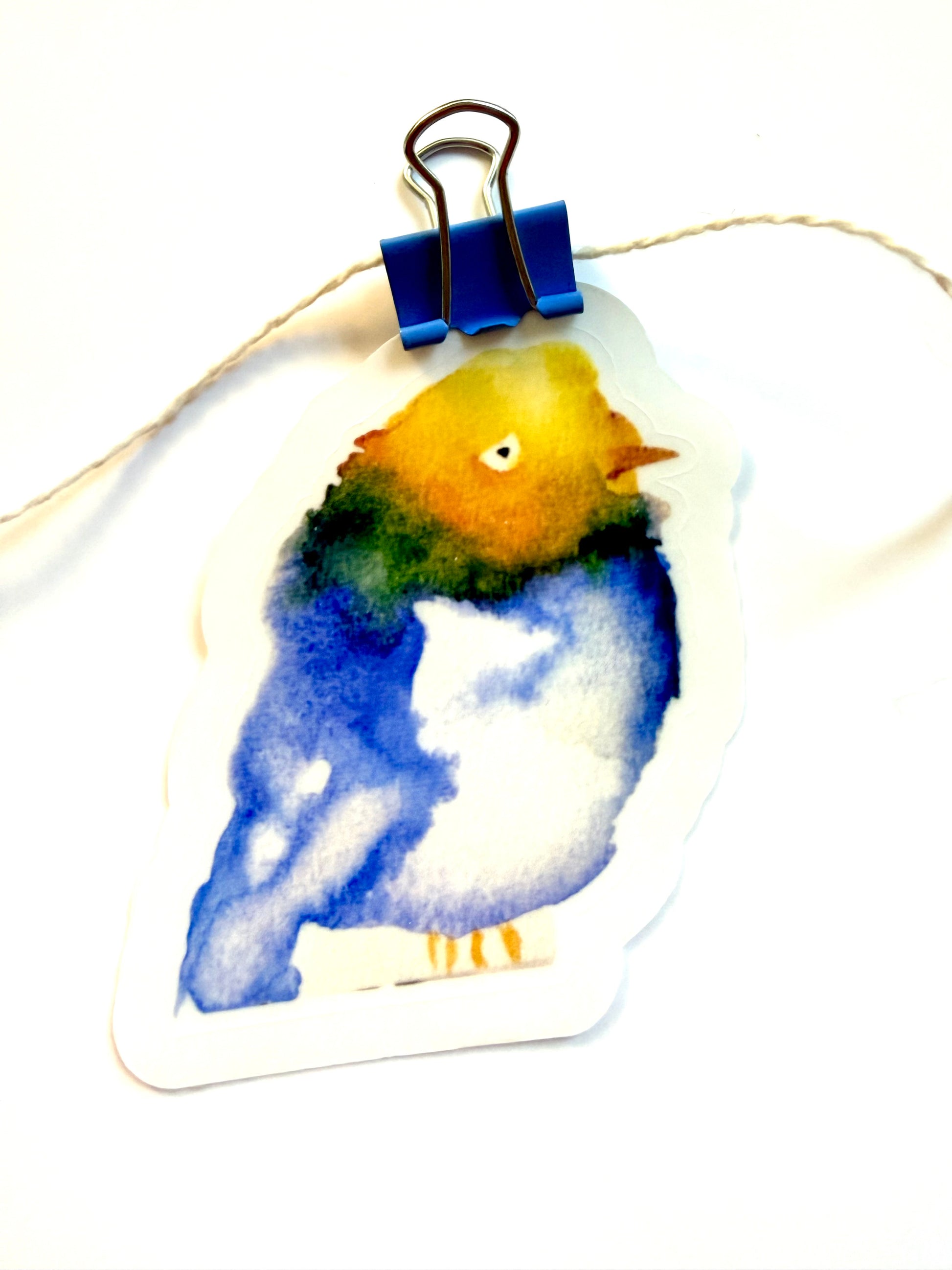 little blue and yellow birs - from watercolor sketch