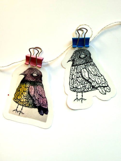 2xBirds, from ink only and ink and watercolor sketches