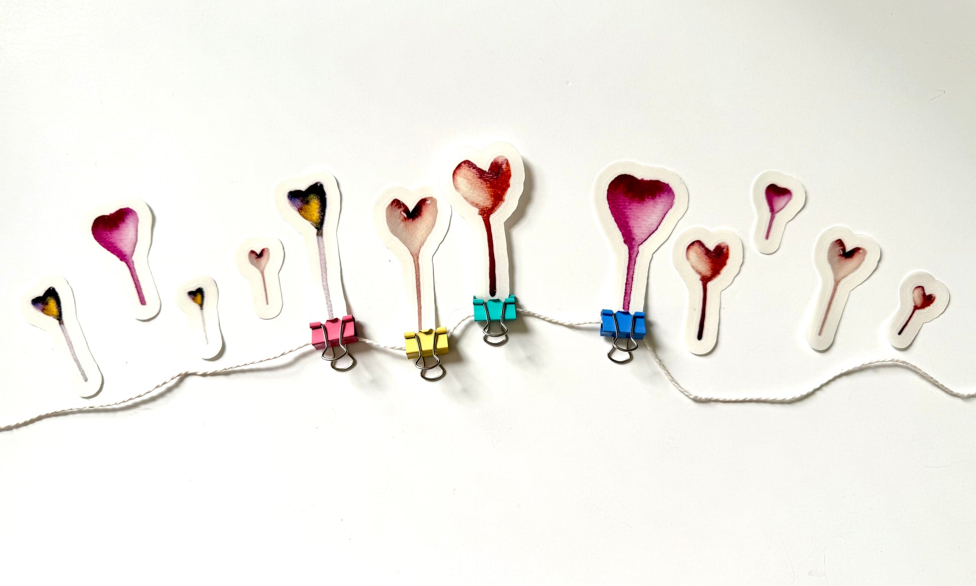 Hearts balloons - from watercolor sketch - pack of 16