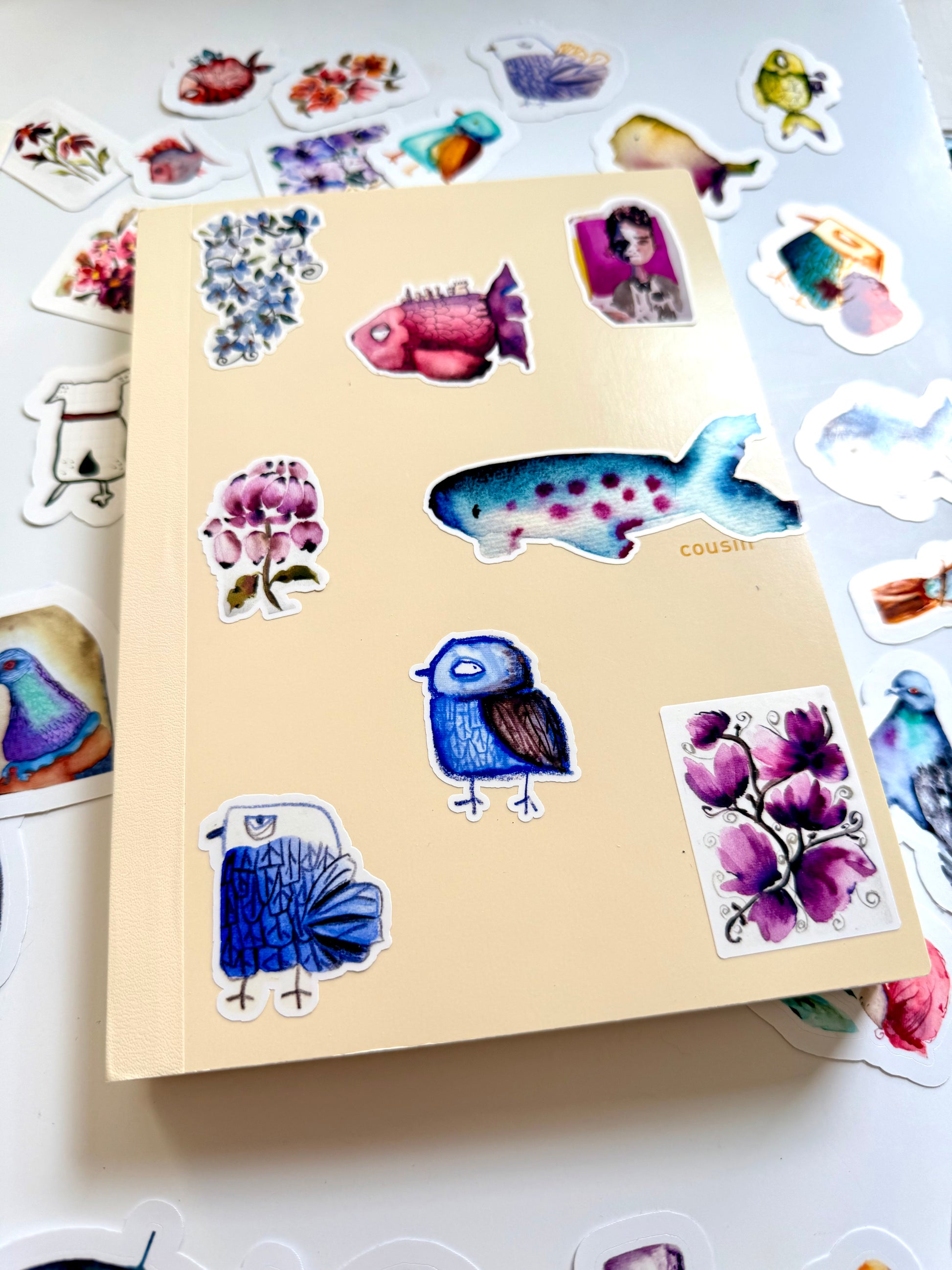 School of fish - from watercolor sketches - 10 stickers