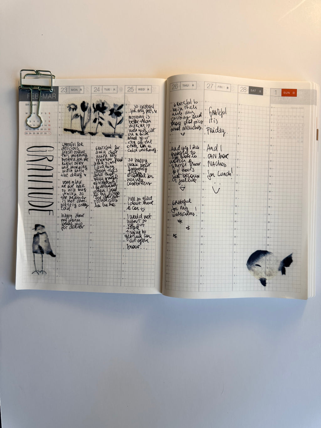 Black and White trio - from monochromatic watercolor sketches