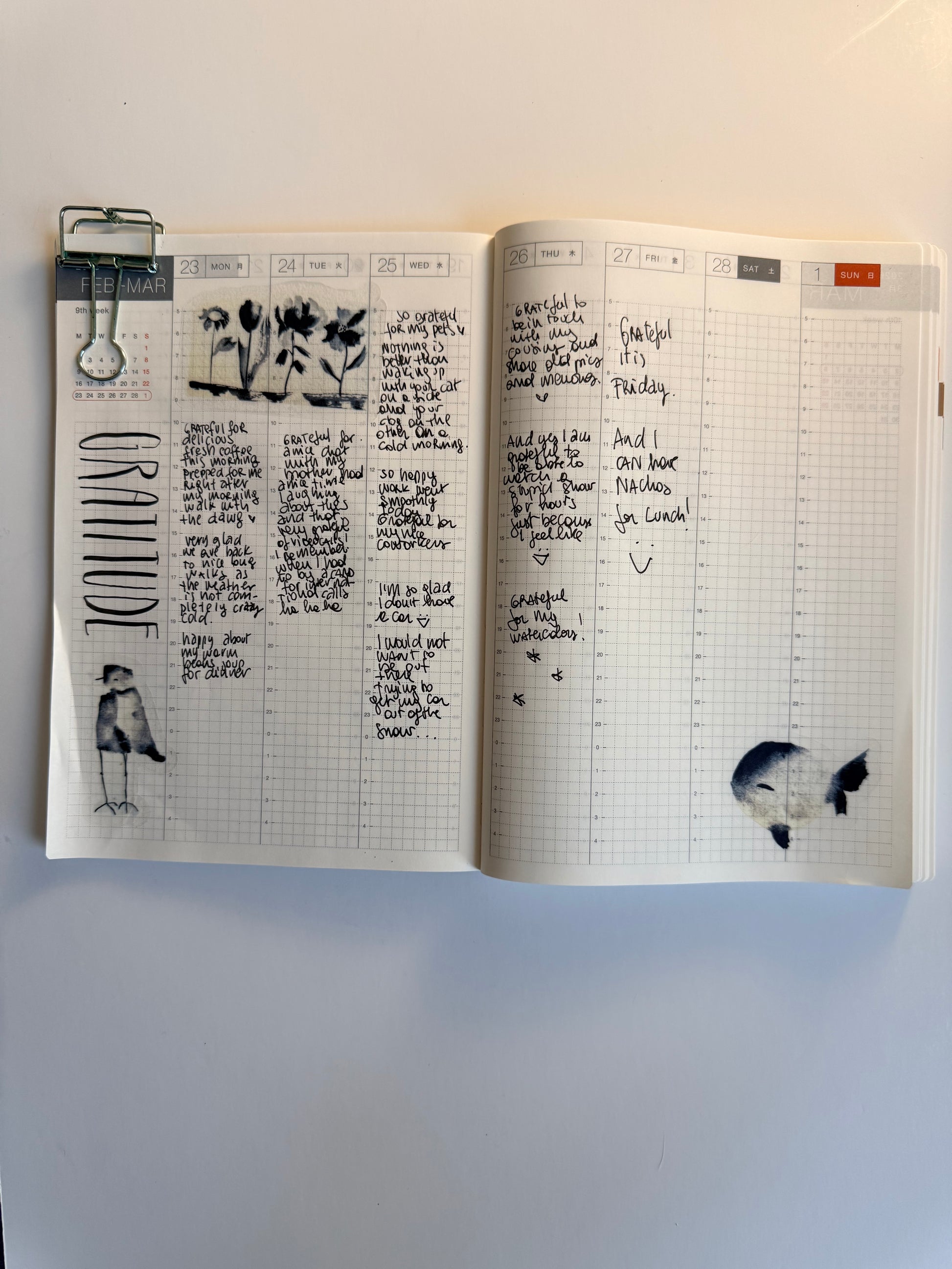 Black and White trio - from monochromatic watercolor sketches