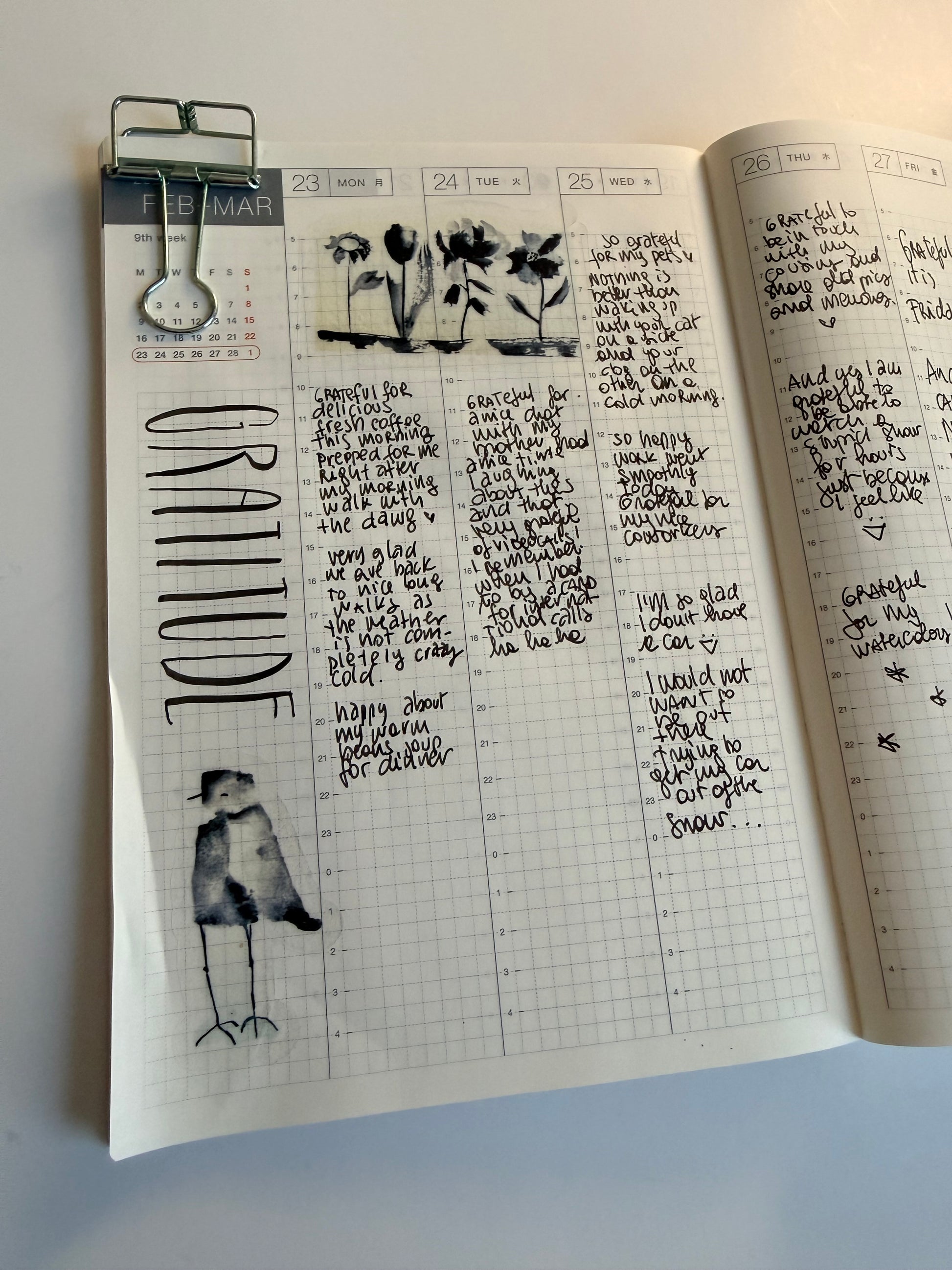 Black and White trio - from monochromatic watercolor sketches