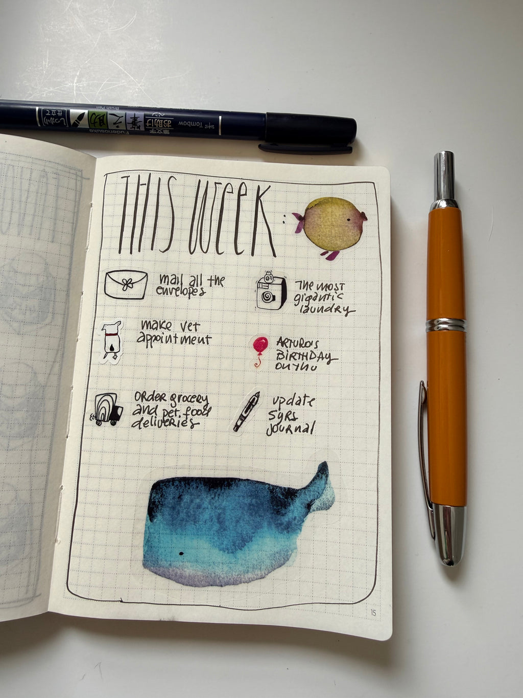 Lil' whales - from watercolor sketch