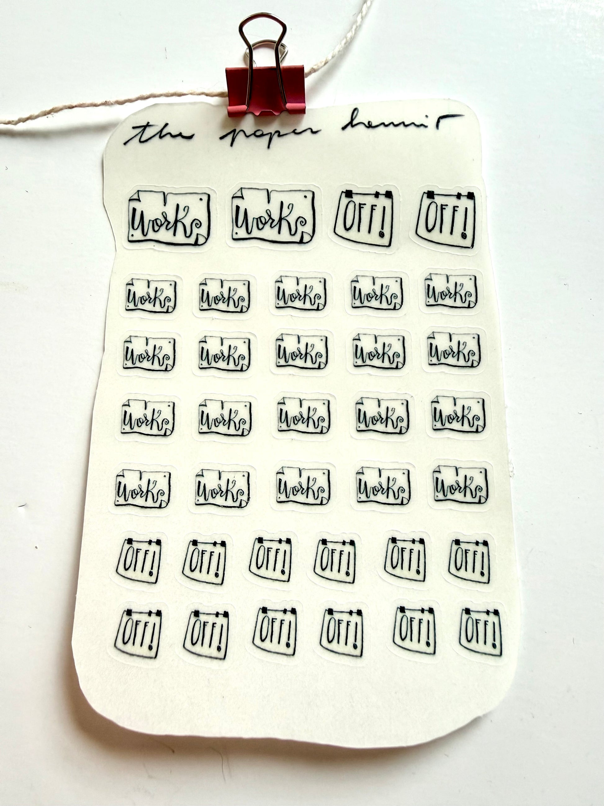 Work & Off sticker sheets