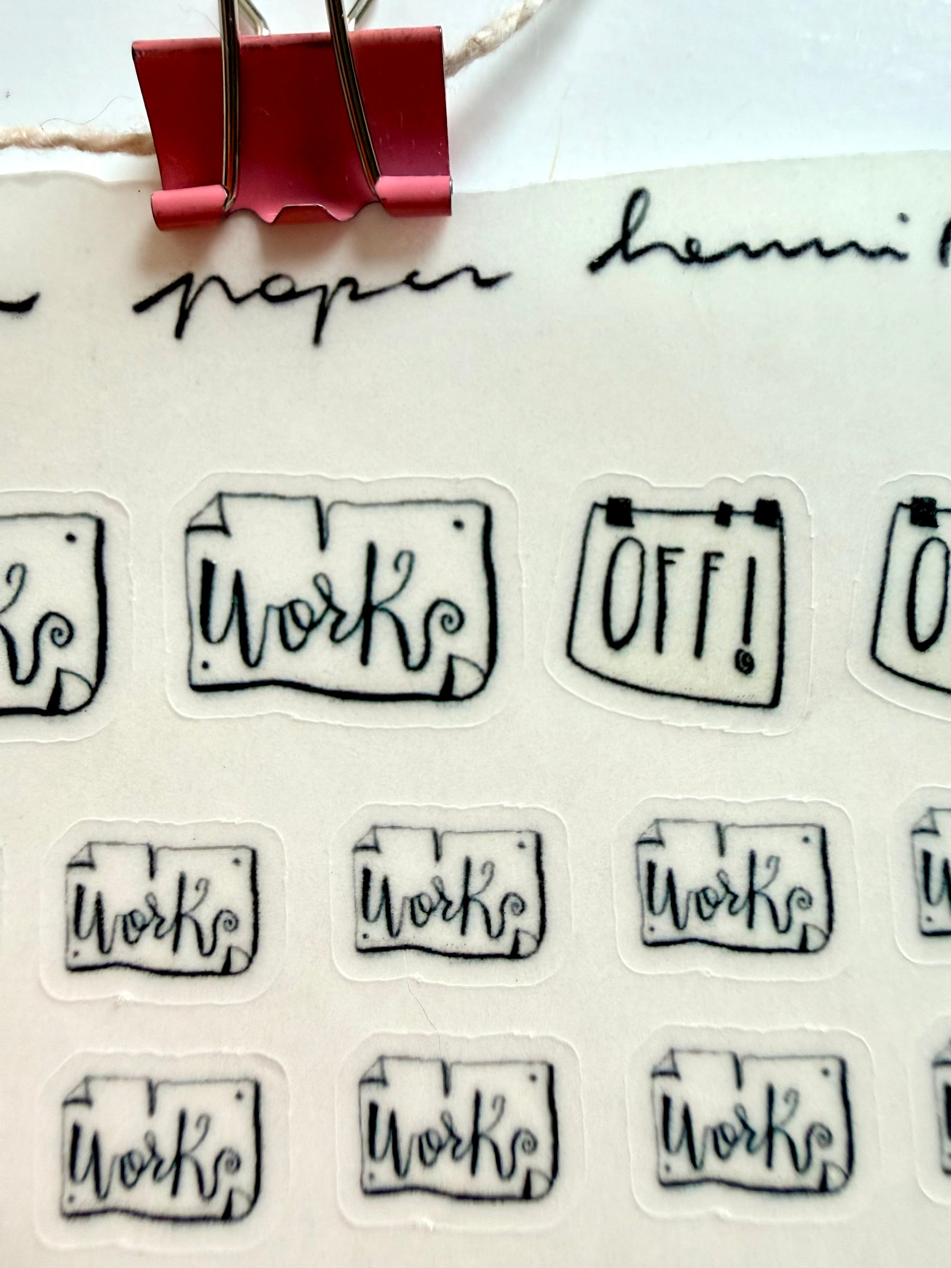 Work & Off sticker sheets