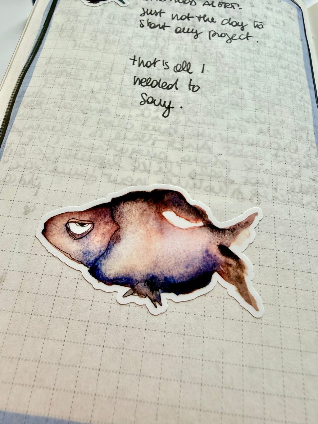 bad mood fish - pack of 6 stickers + 1 sheet: from 2 watercolor & ink sketches