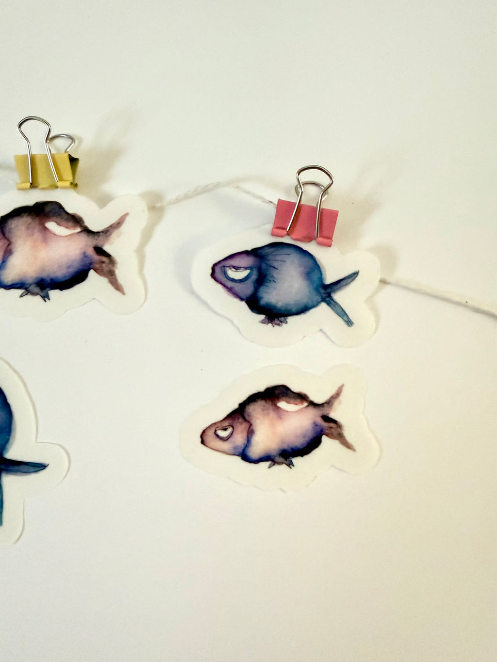 bad mood fish - pack of 6 stickers + 1 sheet: from 2 watercolor & ink sketches