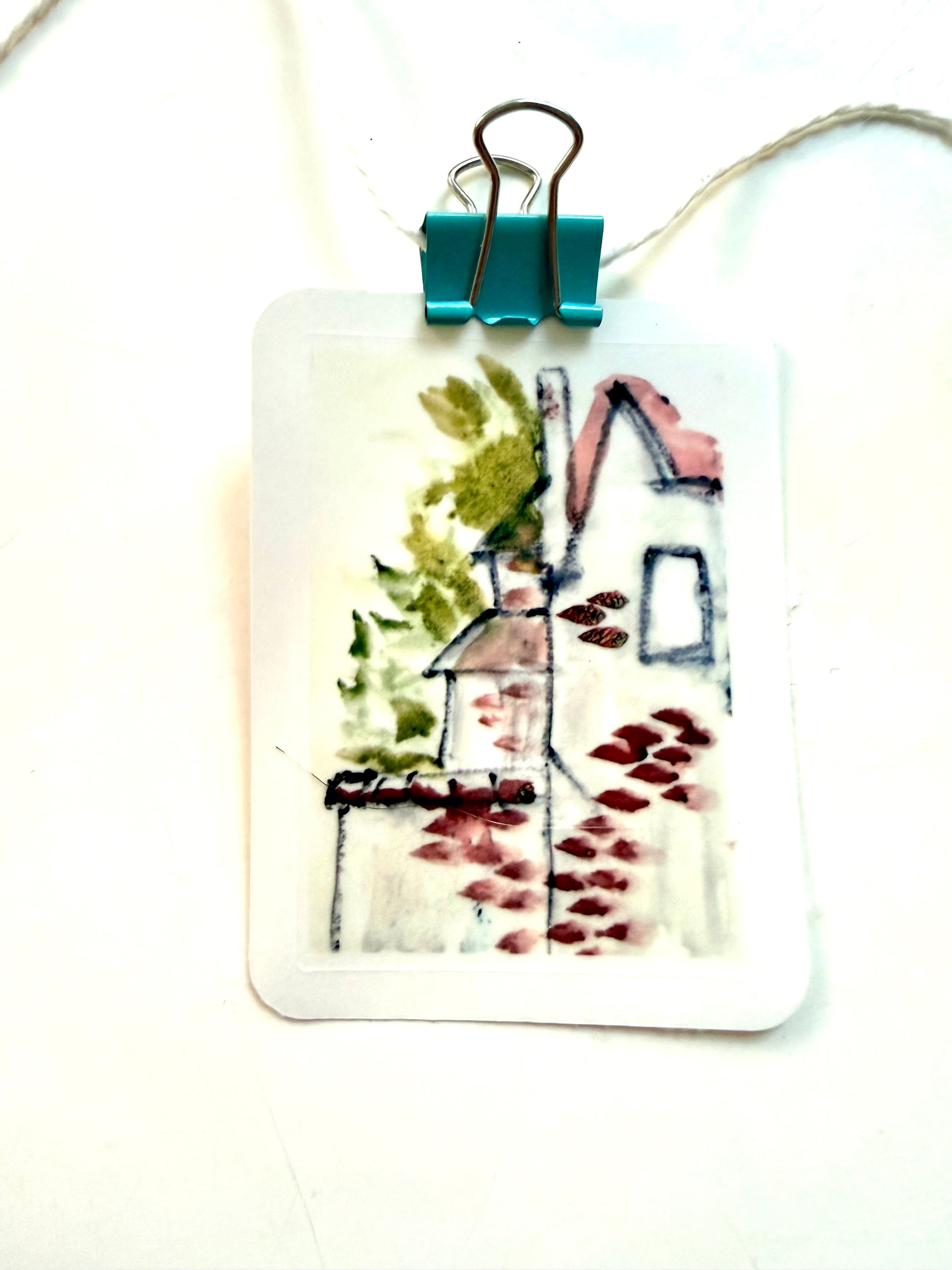 gray and red house - form watercolor sketch