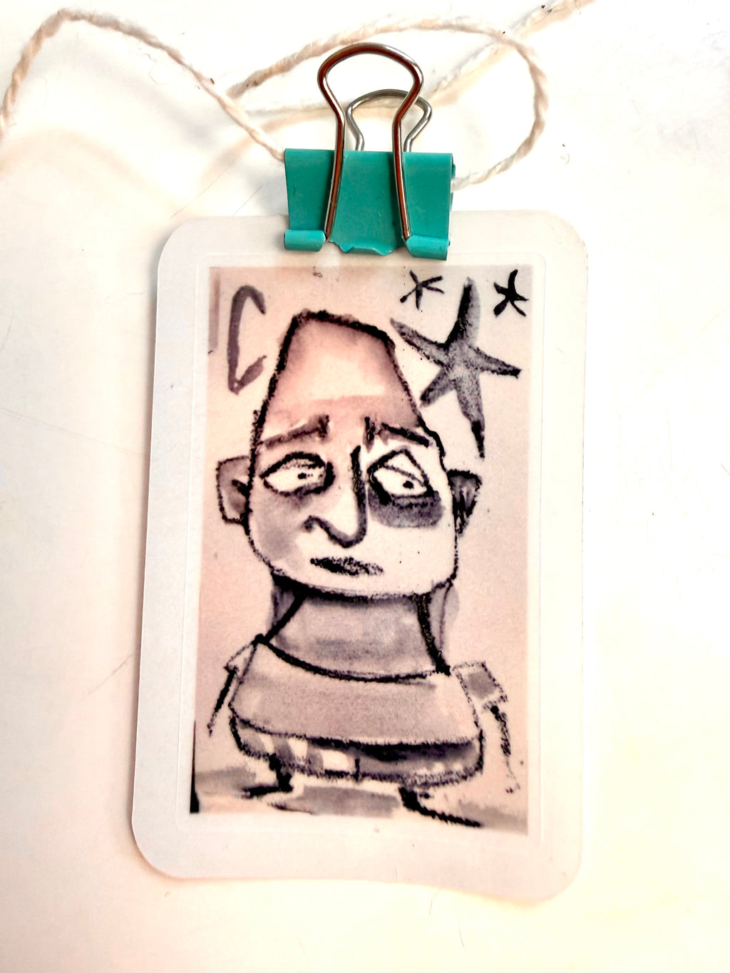 Franky perplexed sticker - form watercolor stick sketch