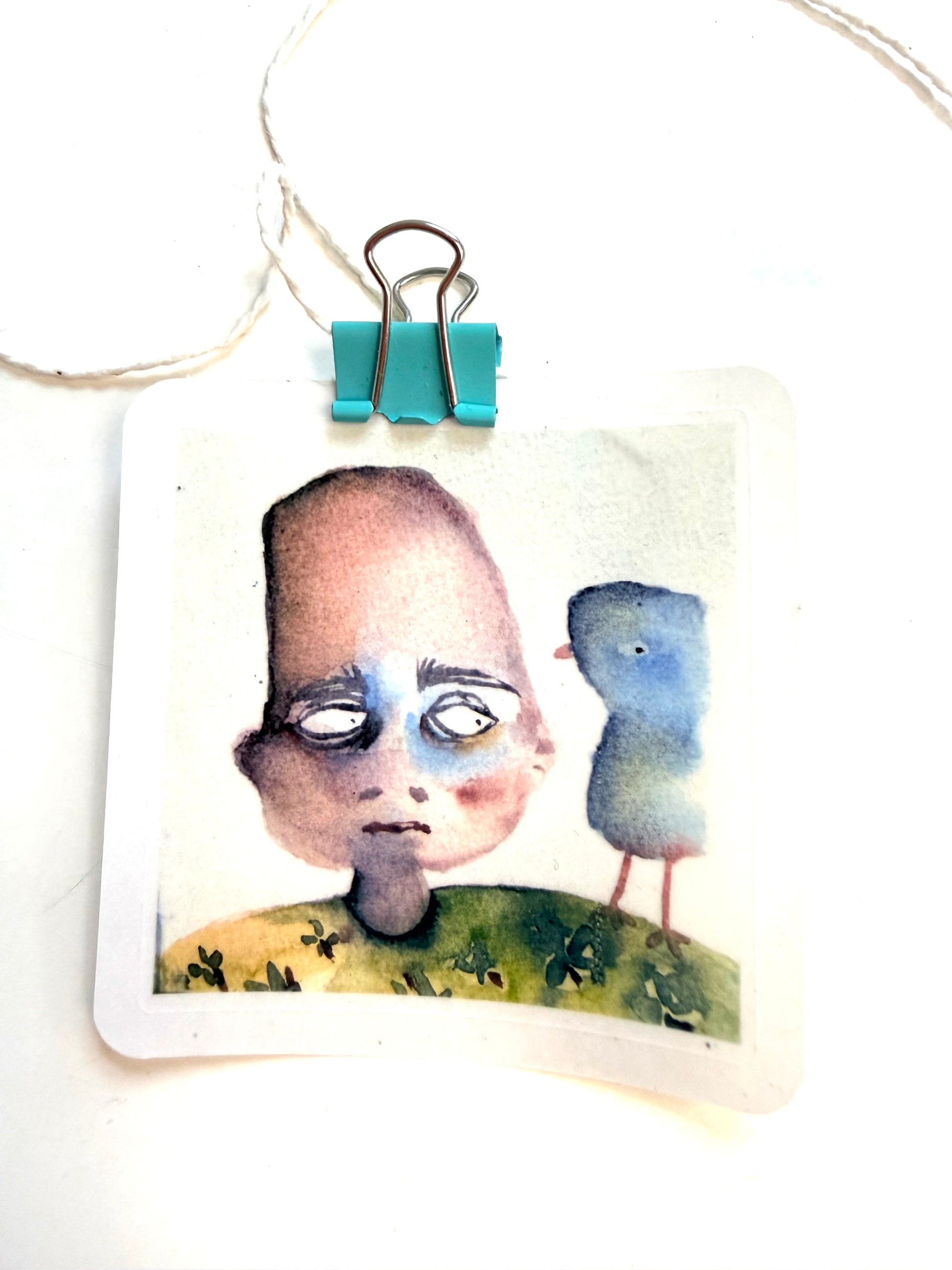 a Franky with bird - from watercolor sketch