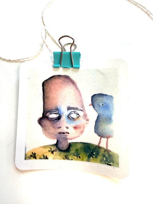 a Franky with bird - from watercolor sketch