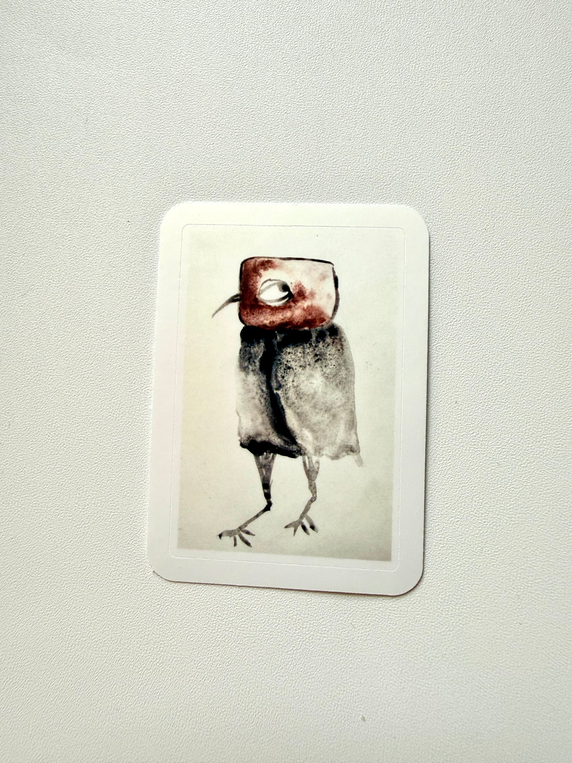 red head black bird sticker - from watercolor sketch