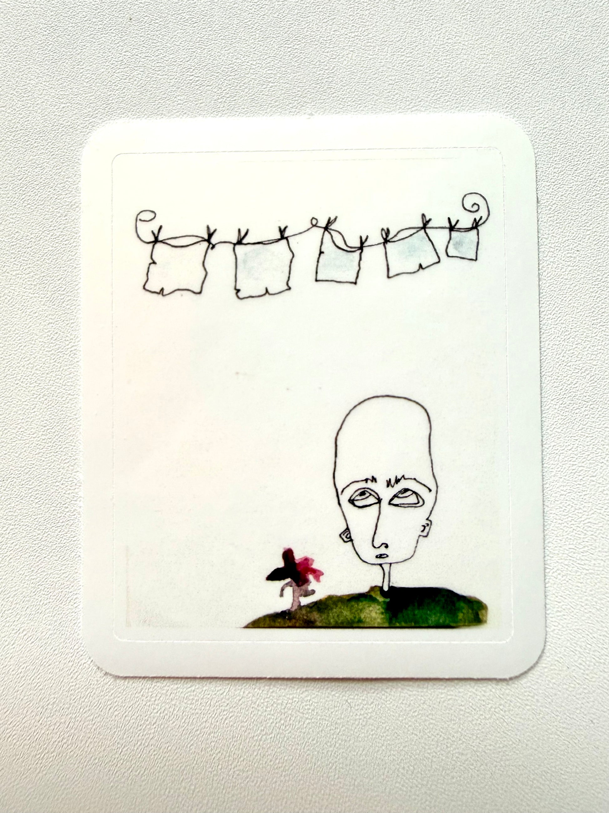 Franky drying paper sticker - from Franky's story - ink and watercolor