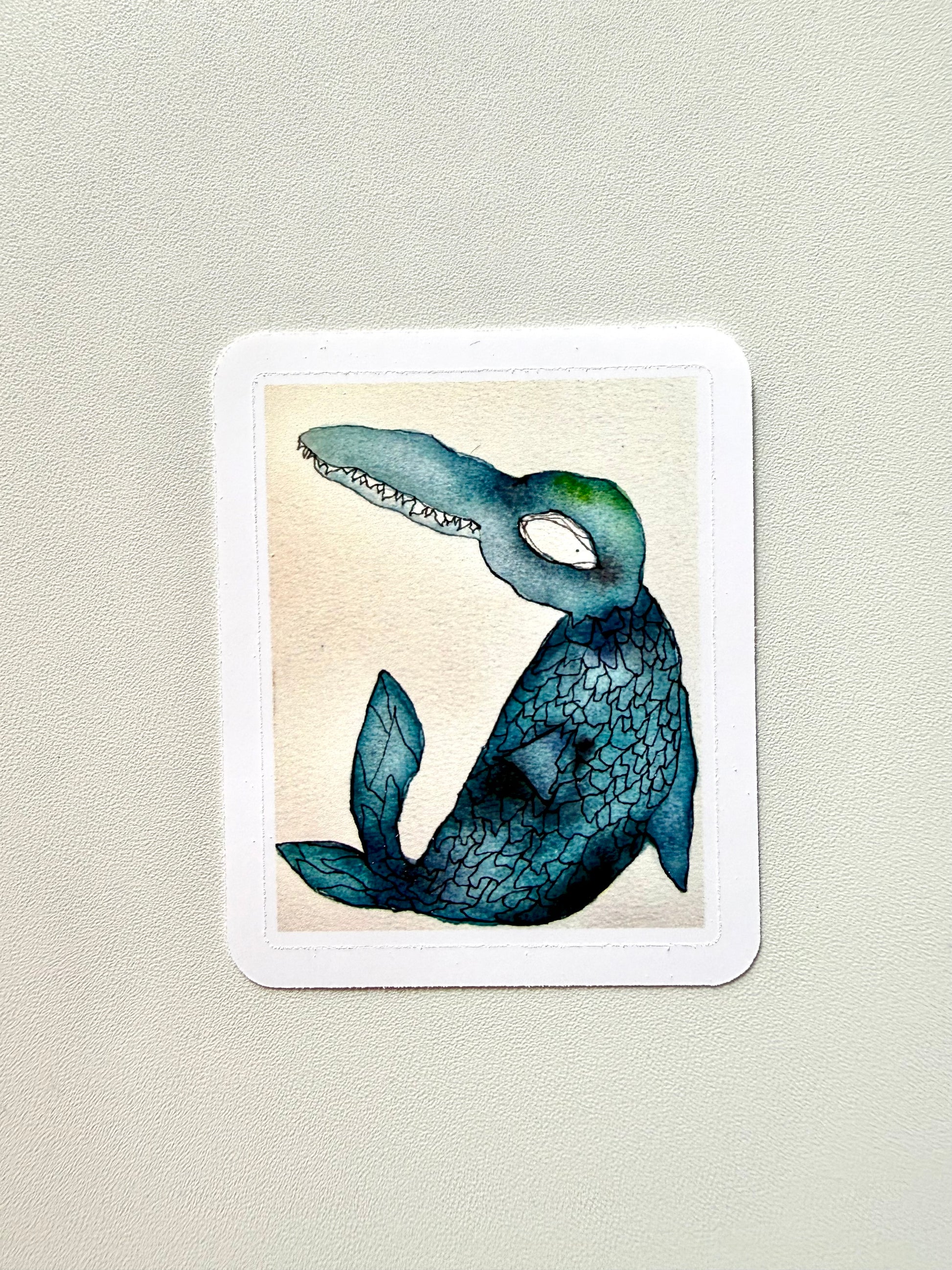 Sharkphin sticker - character from Franky's story - watercolor and ink