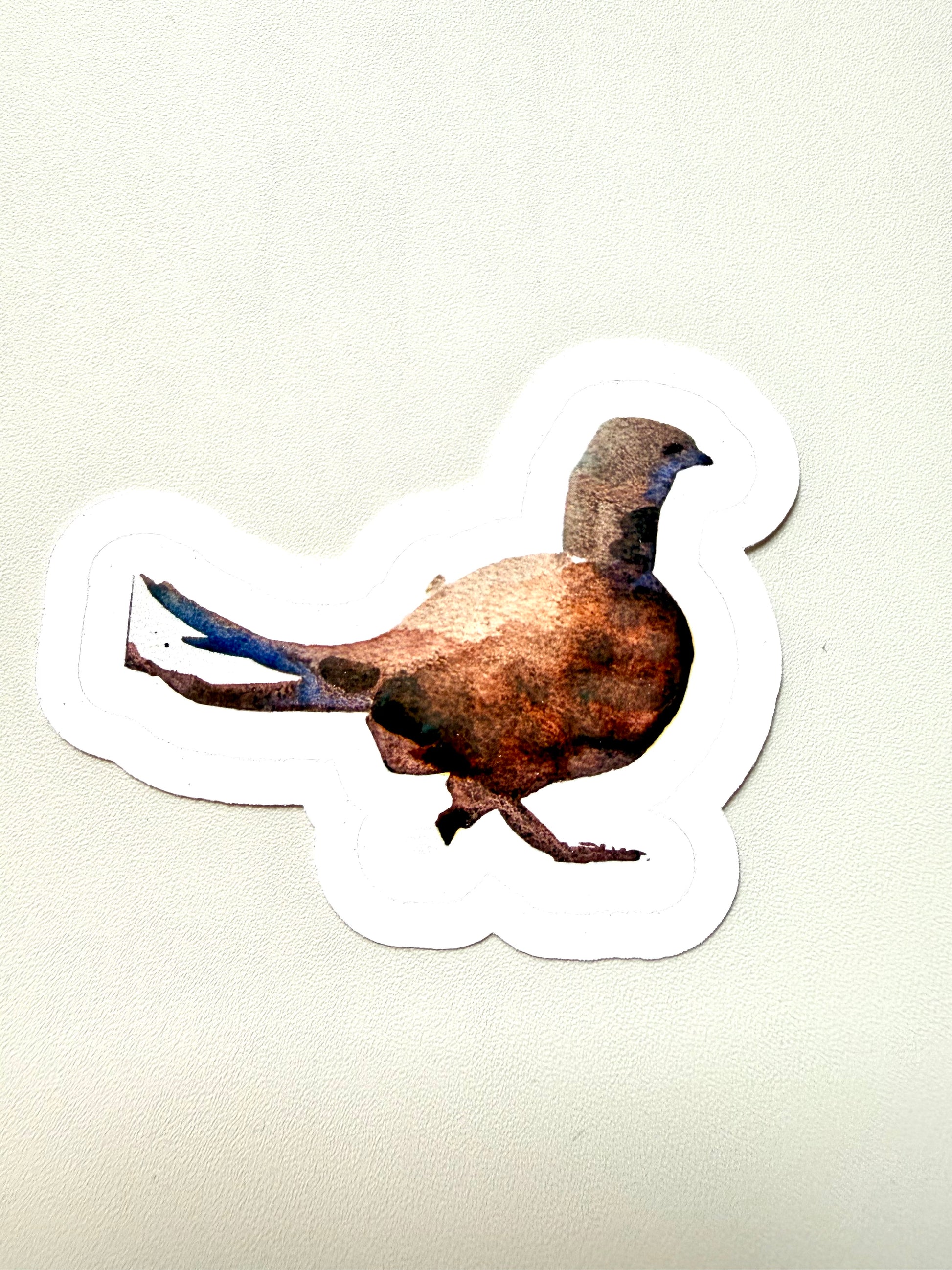 brown bird sticker - from watercolor sketch