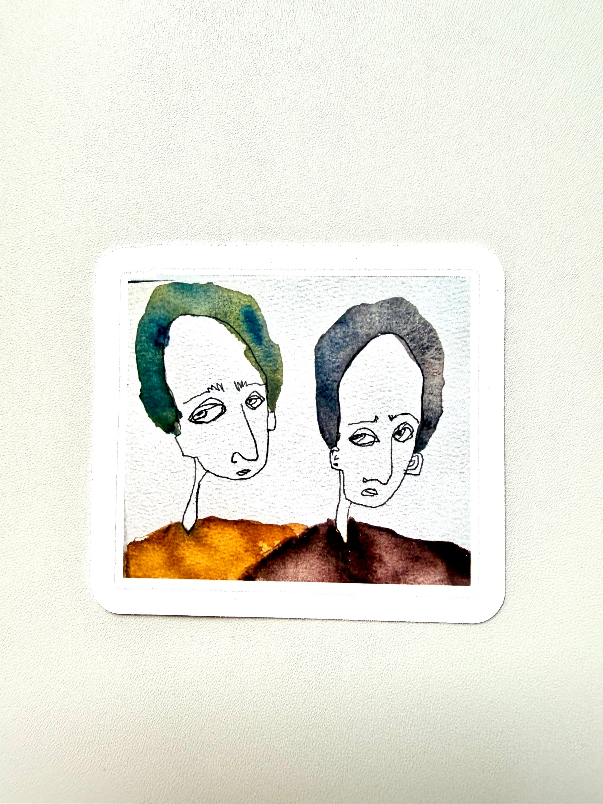 Sibilings sticker - from watercolor and ink sketch