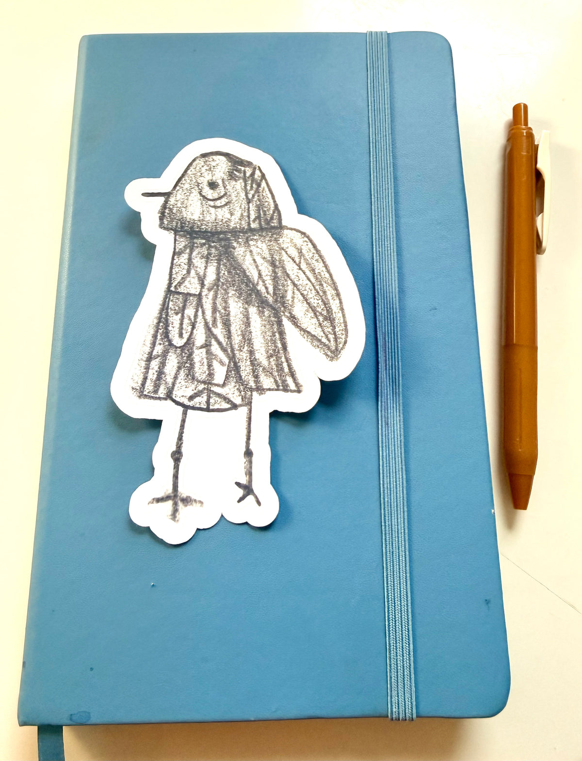 gray blue bird - from color pencil sketch