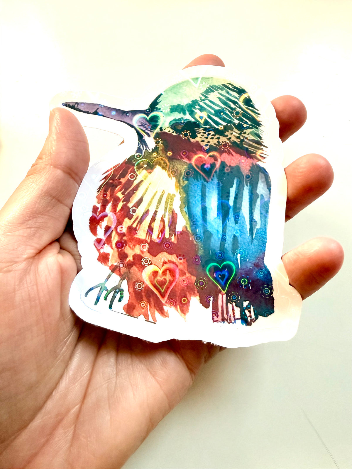 Chubby Rainbow Bird Sticker – Cute Watercolor Journal Decal