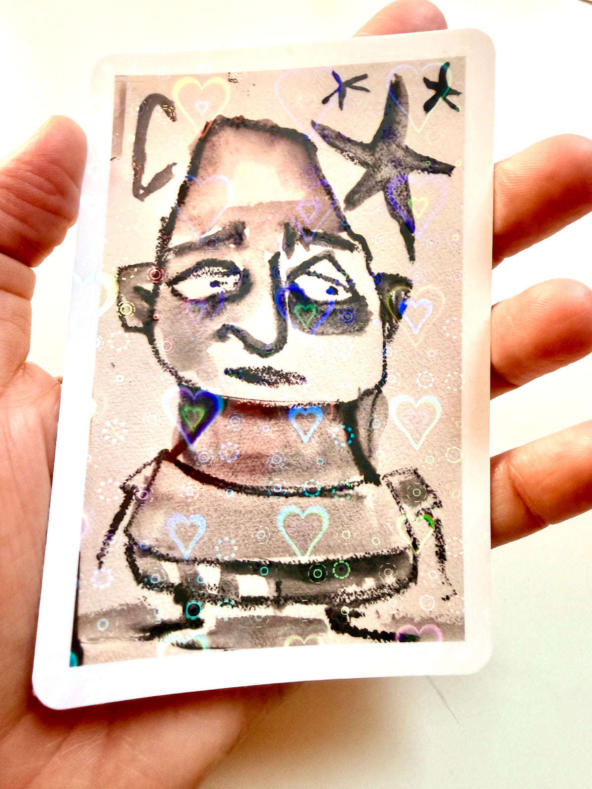 Franky perplexed sticker - form watercolor stick sketch