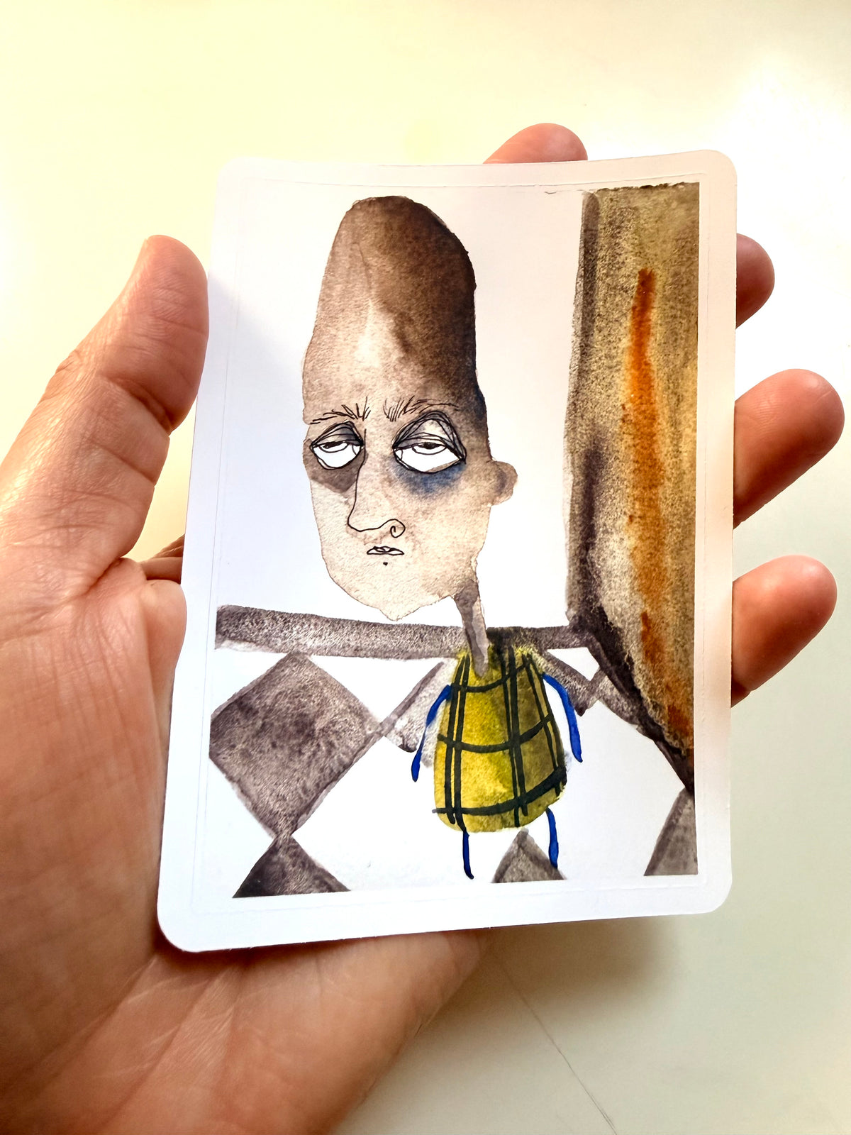 Franky sticker - from ink and watercolor painting
