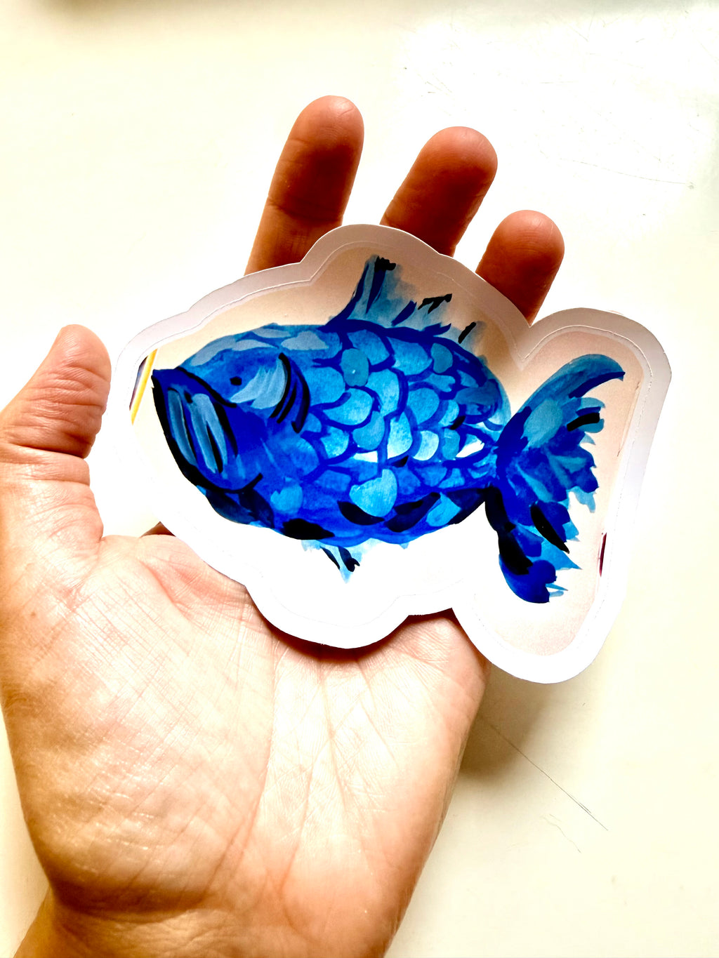 Blue fish from gouache sketch