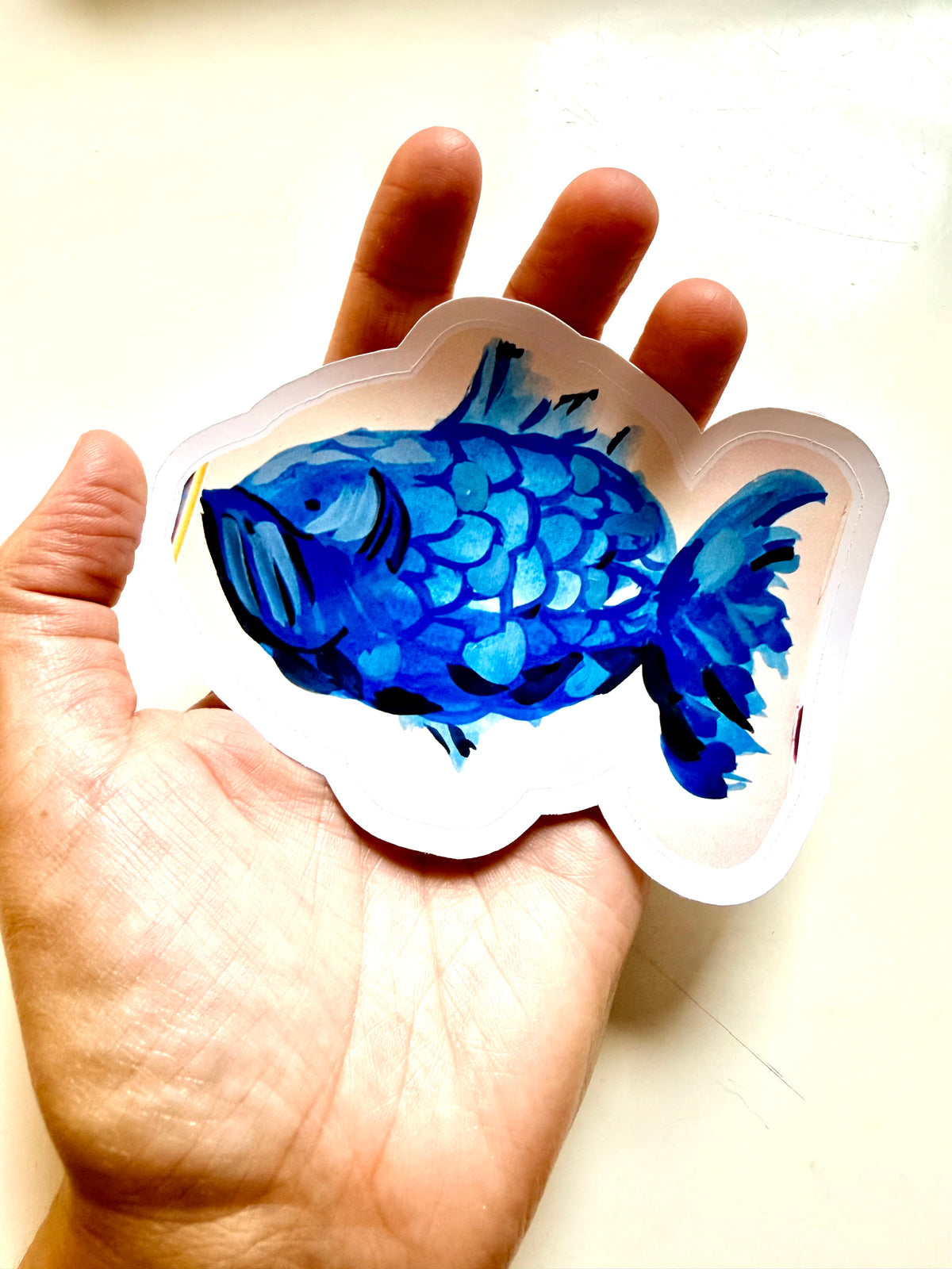 Blue fish from gouache sketch