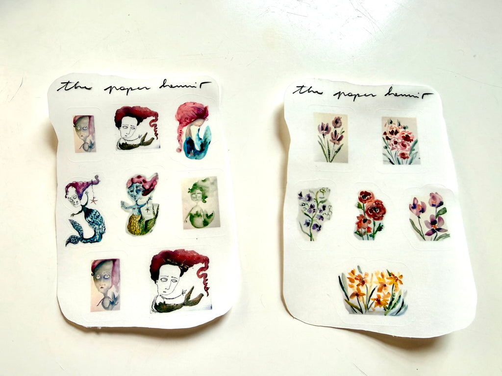 Mermaids OR Flower sticker sheet - from various watercolor sketches