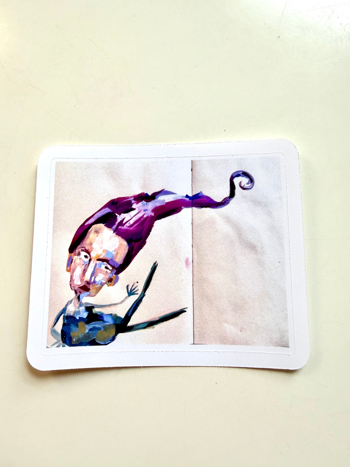Mermaid on 2 sheets sticker - from gouache sketch