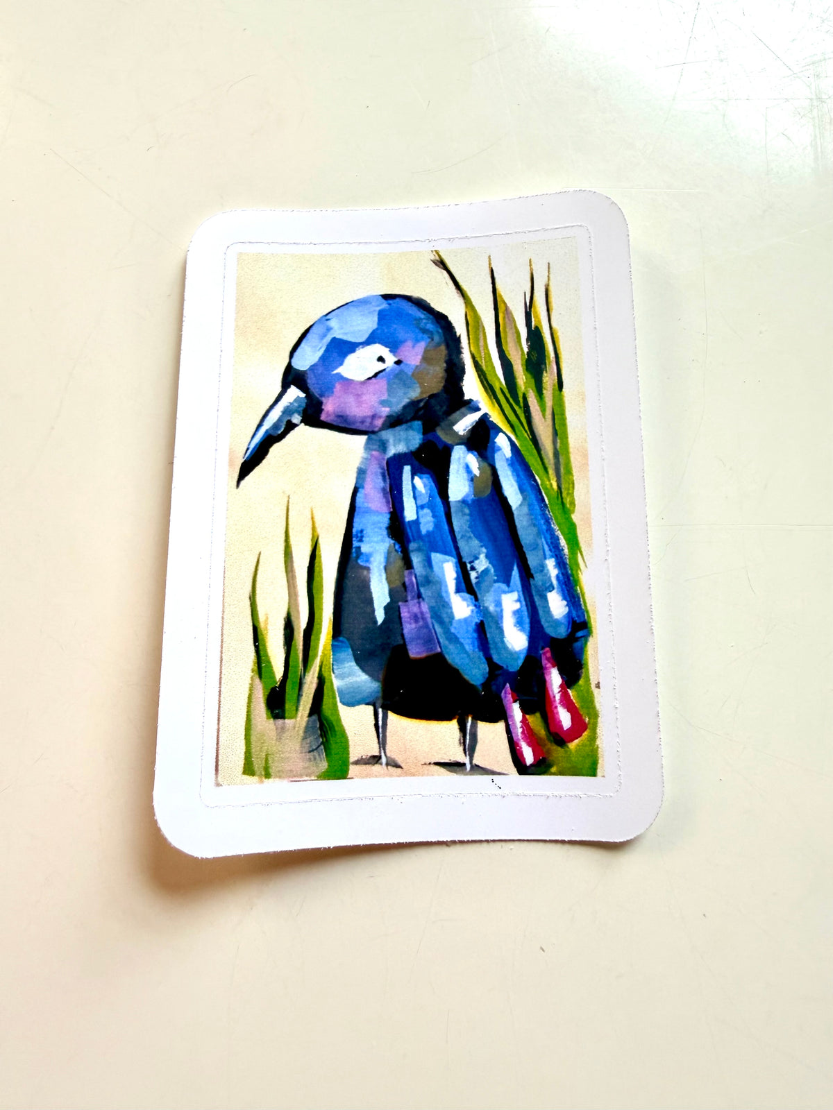 bird in the grass sticker - from gouache sketch