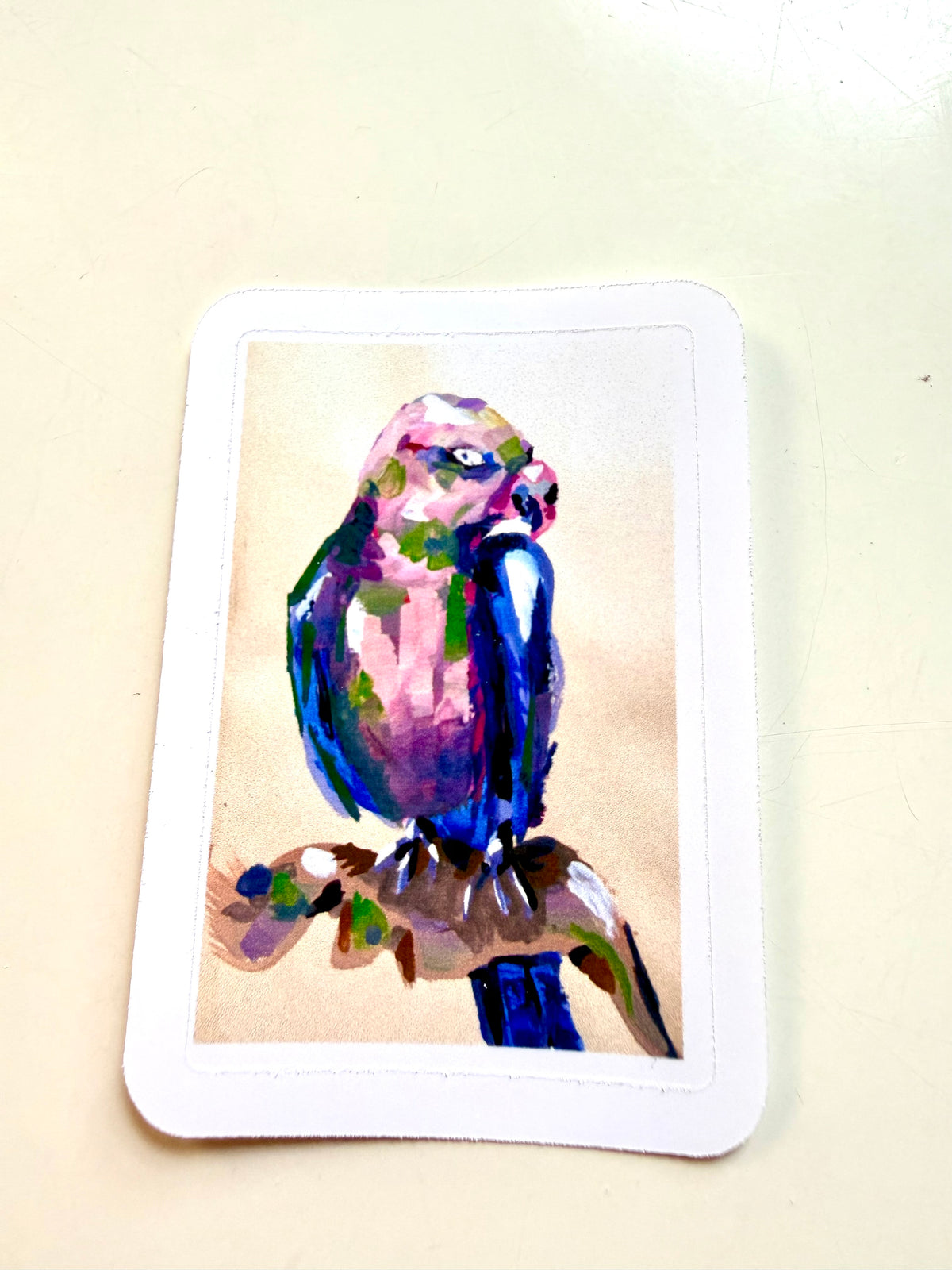 Grumpy parrot sticker - from gouache sketch