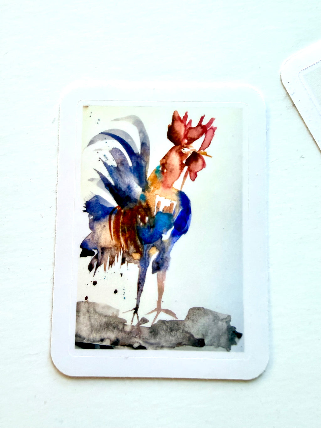 roosters stickers - from 2 watercolor paintings pack of 2