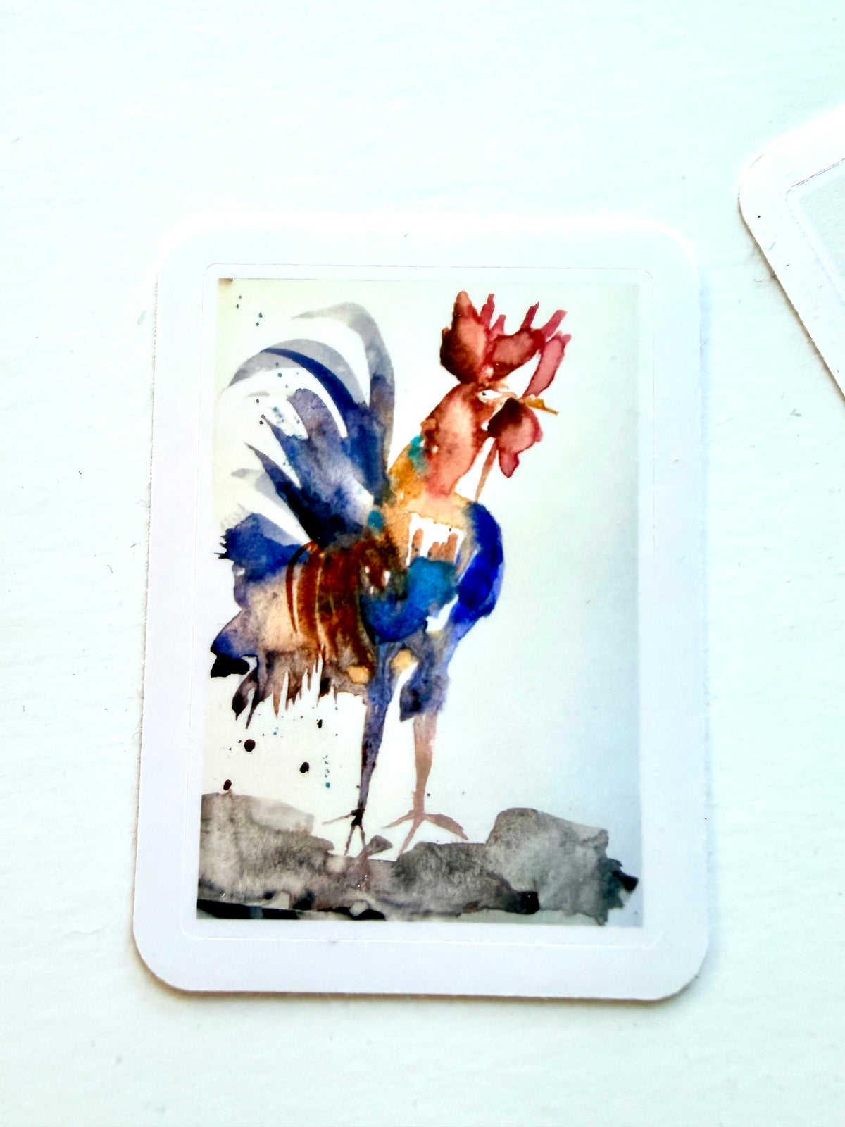 roosters stickers - from 2 watercolor paintings pack of 2