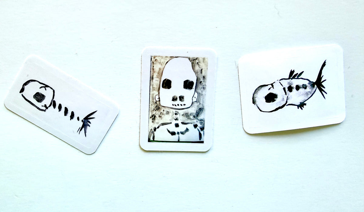 Halloween parade stickers - from black watercolor sketches - pack of 3