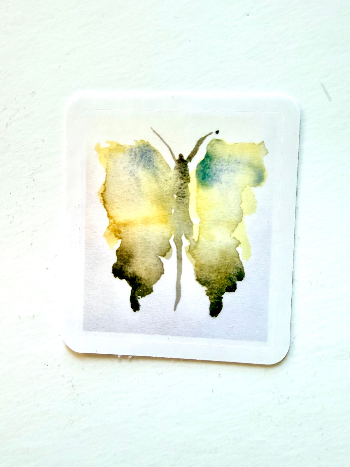 green butterfly sticker from watercolor painting