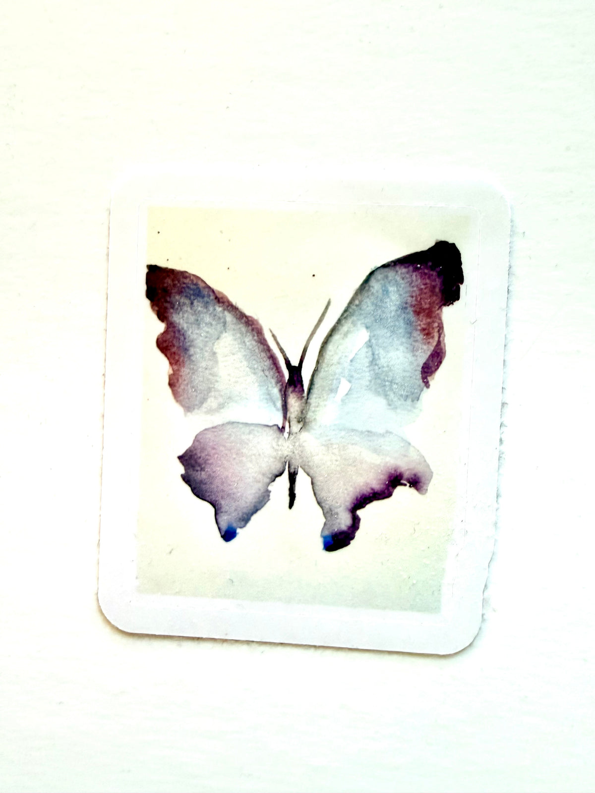 blue and purple butterfly sticker from watercolor paiting